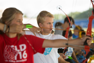 BJA HS students study archery in their physical education course. Photo by Hal Cook, 2016
