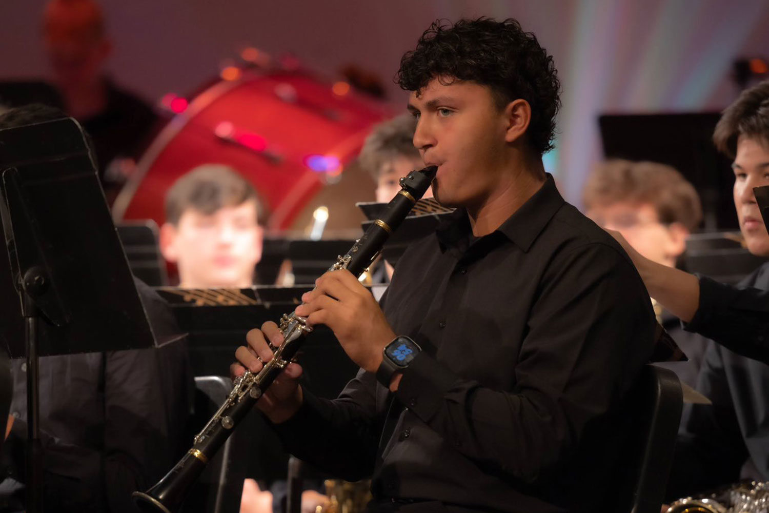 Student playing the clarinet